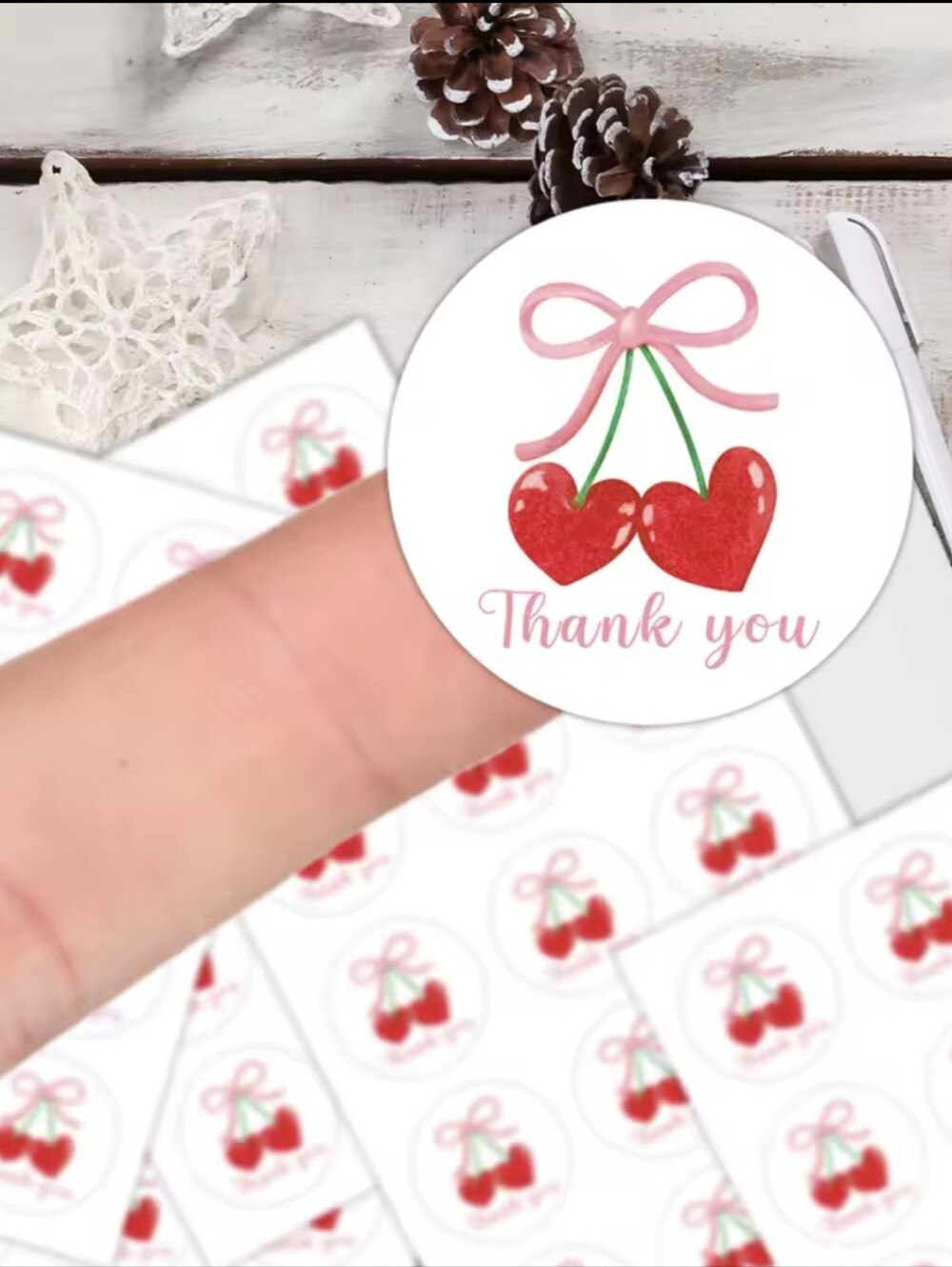 2/$13 Cherry Thank You Stickers